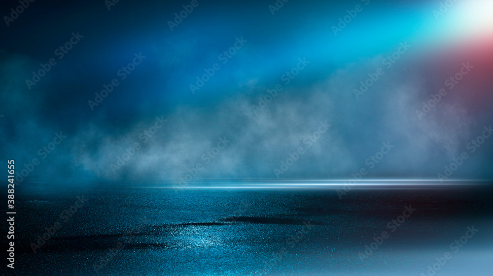 Dark cold wet street, asphalt, neon light. Reflection of neon in water. Empty night street scene, night city, smoke. abstract dark empty scene abstract night landscape neon blue light tree silhouettes Dark cold wet street, asphalt, neon light. Reflection of neon in water. Empty night street scene, night city, smoke. abstract dark empty scene abstract night landscape neon blue light tree silhouettes