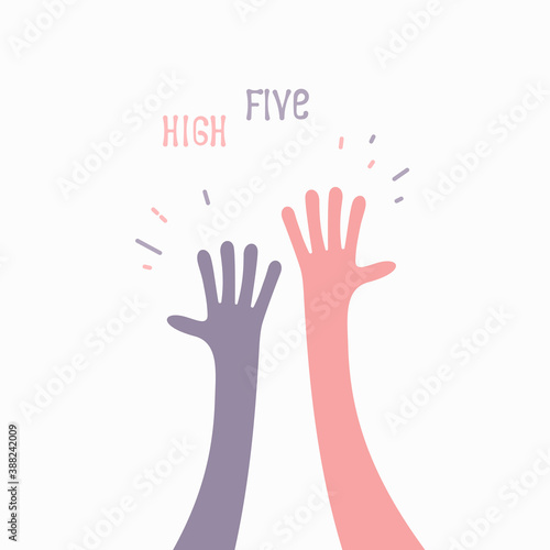 Hands giving a high five. Two hands clap vector illustration