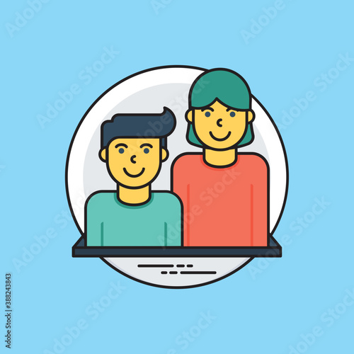  Two cartoon characters with smiling faces and opposite genders compositing a team as whole  © Vectors Market