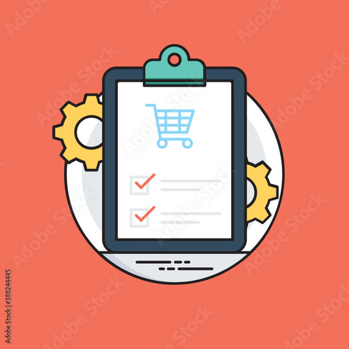 
An icon with checklist attached with clipboard and gears showing order management 
