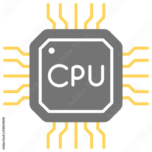 
Integrated circuits of microprocessor flat vector icon 
