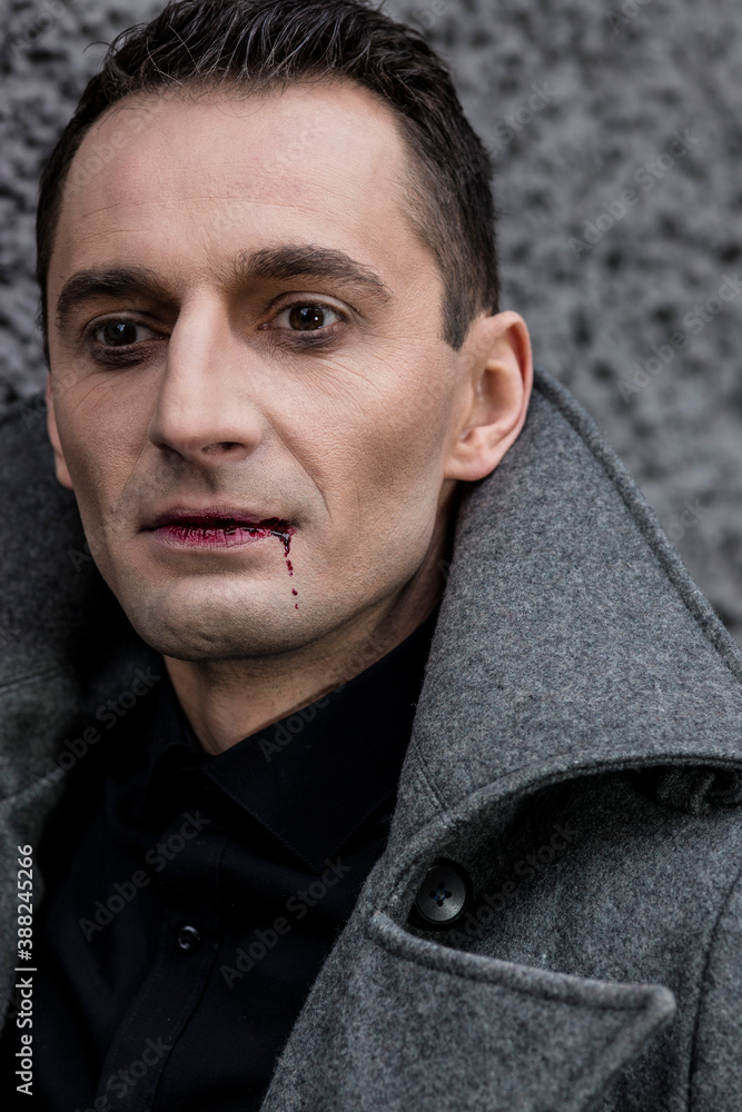 Fototapeta premium Vampire, man with halloween makeup 