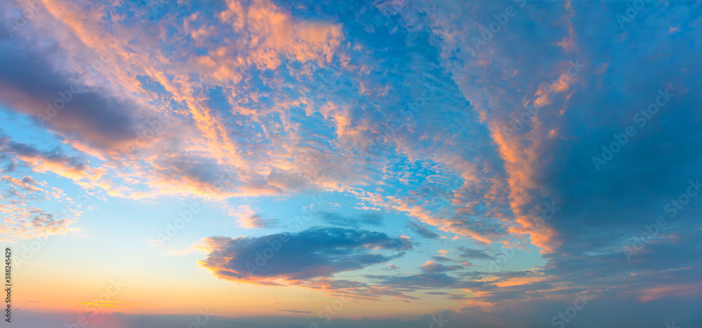 Panoramic view of Sunset Sunrise Sundown Skyscape Panoramic view of Sunset Sunrise Sundown Skyscape