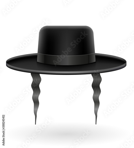 national jewish black hat with sidelocks vector illustration
