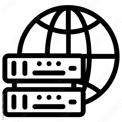 
Icon concept of web hosting by global server 
