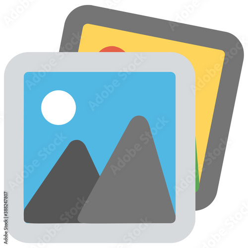 
Photographs or photos, flat icon 
