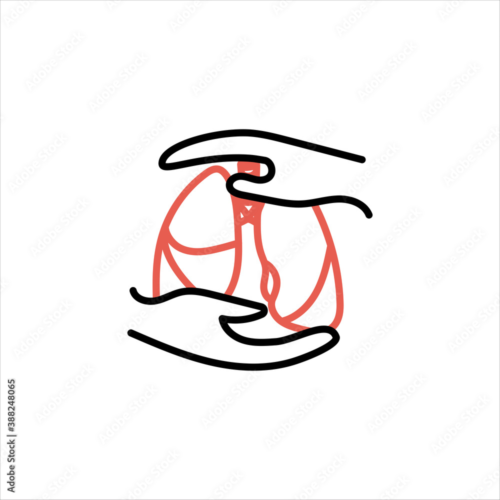 Lungs in hands. Icon isolated. Vector medical illustration. Lungs in hands. Icon isolated. Vector medical illustration.