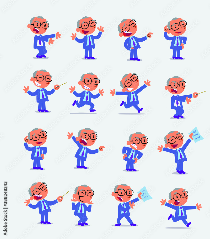Cartoon character businessman in smart casual style. Set with different postures, attitudes and poses, doing different activities in isolated vector illustrations. Cartoon character businessman in smart casual style. Set with different postures, attitudes and poses, doing different activities in isolated vector illustrations.