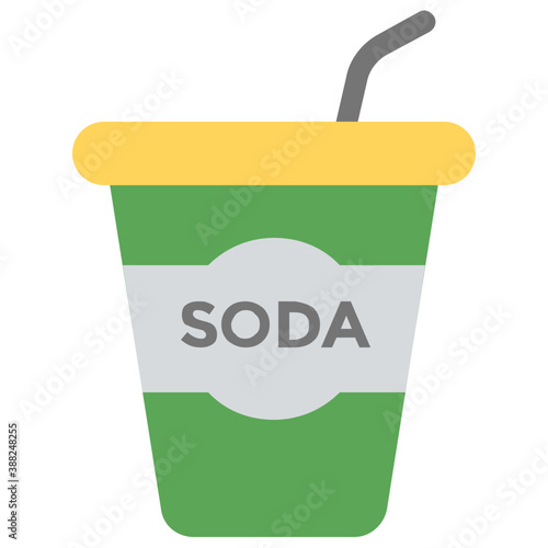 
A disposable glass of juice with straw  
