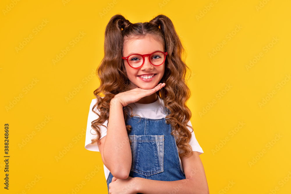 Naklejka premium Diligent schoolgirl looking at camera