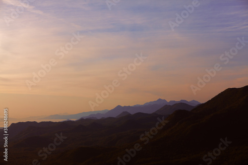 Mountains and sea blue hour scenery 