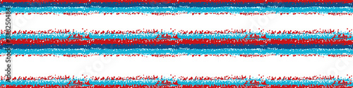 Vector crayon drawing effect striped vector seamless border Banner of horizontal painterly alternating stripes of red,blue, white. Americana, nautical simple geometric design for ribbon, edging, trim