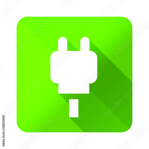 Flat Universal White Ecology Icon with Shadows on Realistic Colorful Button on Background . Isolated Vector Elements