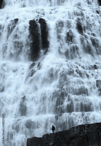 waterfall and rocks and silhouette 