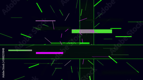 Hi tech polygon texture . Neon Speed Lines. Glowing blurred led light stripes in motion over on abstract background rainbow rays. Future tech. Magic moving fast lines wallpaper.