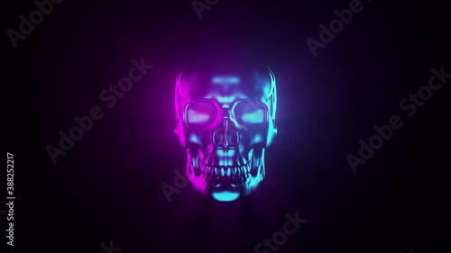 VJ Loop Of Skull And Jack O Lantern Coming At Viewer In Seamless Loop