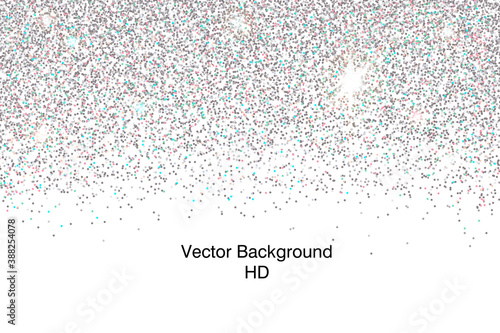 Sparkling falling silver HD dust.Vector horizontal background with glitter and space for text.