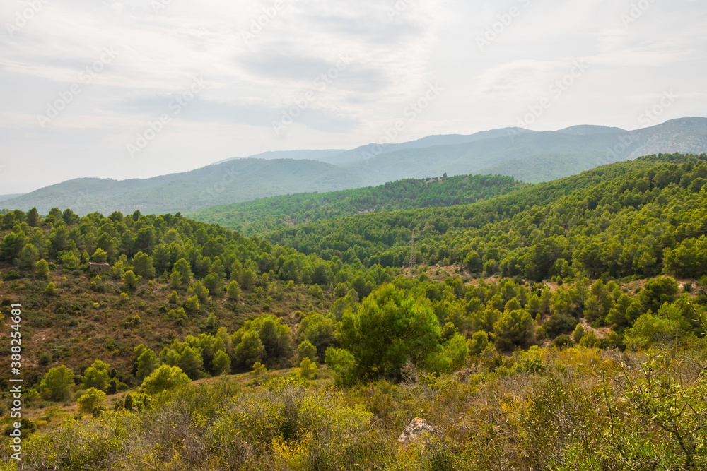 Obraz premium Serra d'Irta natural park, Costa del Azahar, Spain. Beautiful protected area, contrasted by mountains, cliffs and the mediterranean sea. Located between Alcossebre and Peniscola. Trails and bike ride 