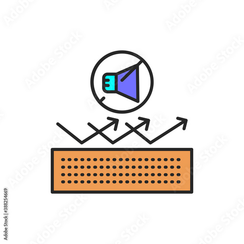 Sound-isolating color line icon. Pictogram for web page, mobile app, promo.