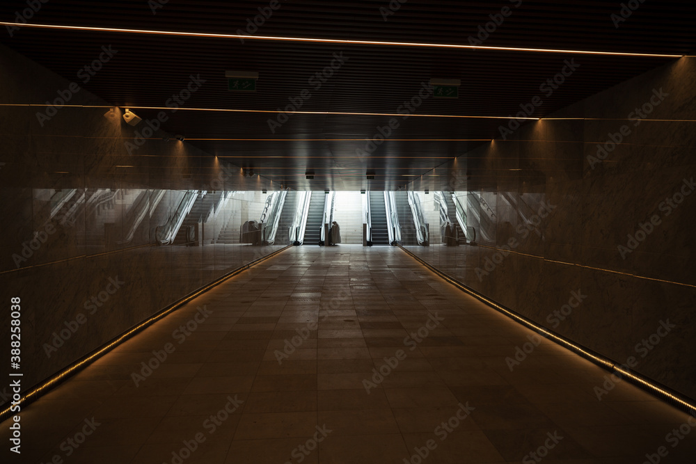 underground passage with escalators