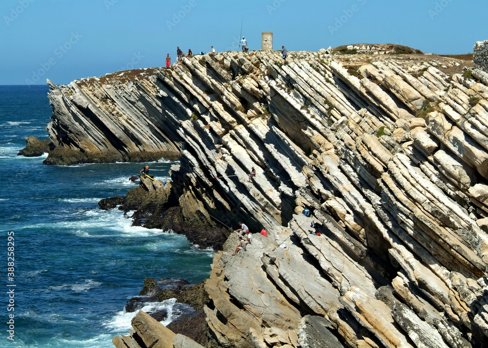 Rough cliffs on the Atlantic west coast near Peniche, Centro