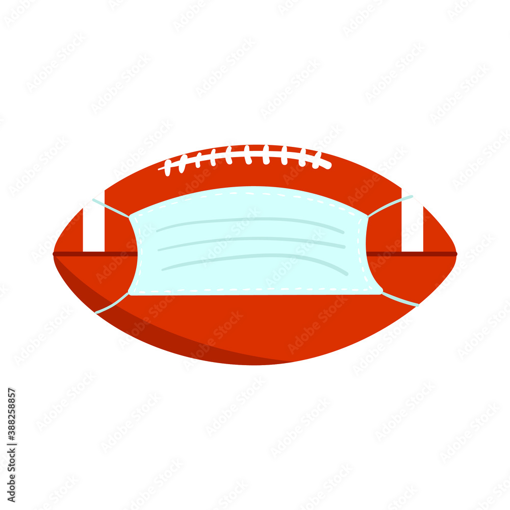 Ball for American football in medicine mask. Flat illustration. Ball for American football in medicine mask. Flat illustration.