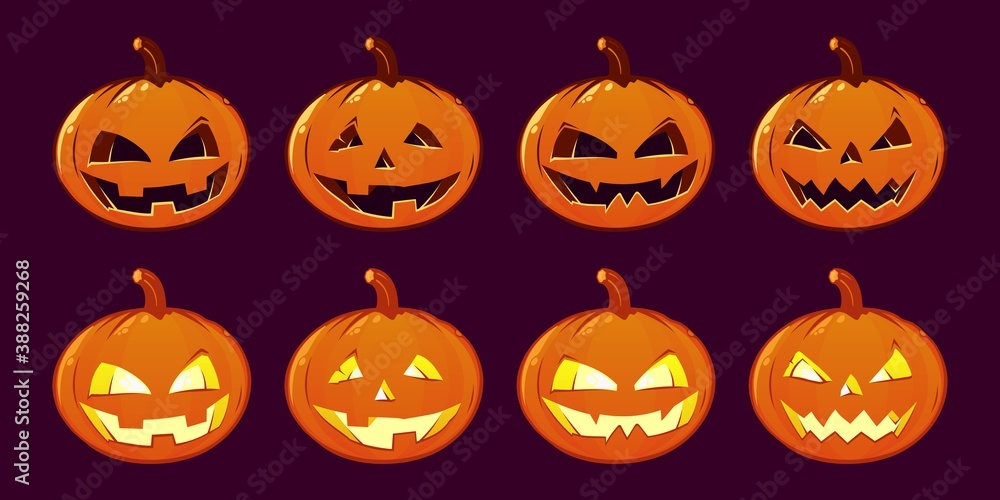 Set Of Orange Pumpkin With Smile For Your Design For The Holiday Halloween Set Of Orange Pumpkin With Smile For Your Design For The Holiday Halloween