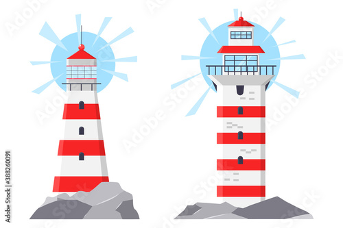 Lighthouse vector cartoon illustration isolated on a white background.