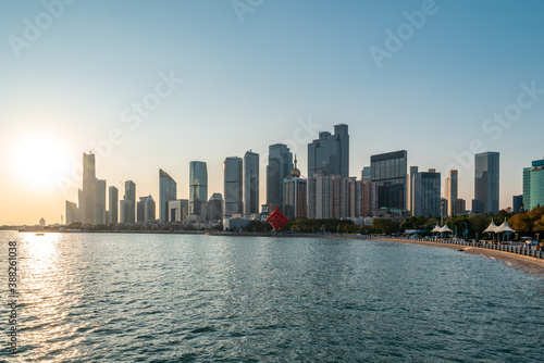Qingdao coastline architectural landscape skyline panorama