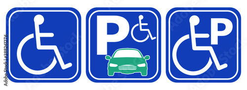 Set of Parking Signs for Disabled People