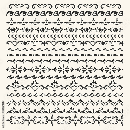 Set of vector stripe ornaments and pattern brushes