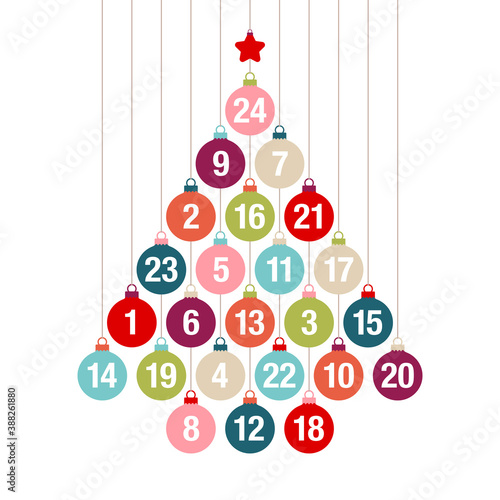 Adventskalender Grafischer Weihnachtsbaum Aus Bunten Kugeln