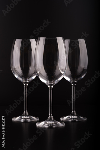 wine glasses with black background