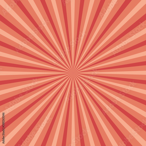 Beautiful red sunburst background. Vector backdrop.