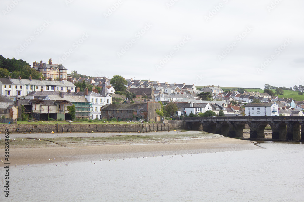 East-the-Water with the Bideford Long Bridge over the River Torridge in Devon, England