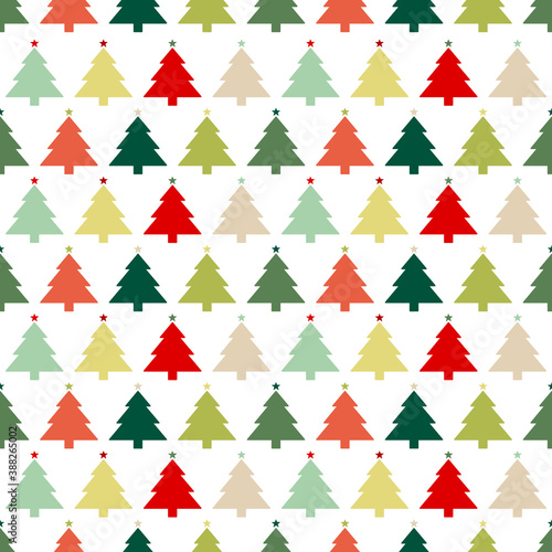 Endlosmuster Grafische Weihnachtsbäume Rot Grün Beige