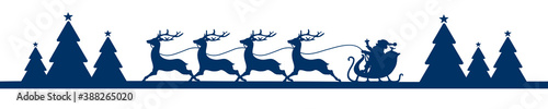Banner Dunkelblauer Fahrender Weihnachtsschlitten Im Wald