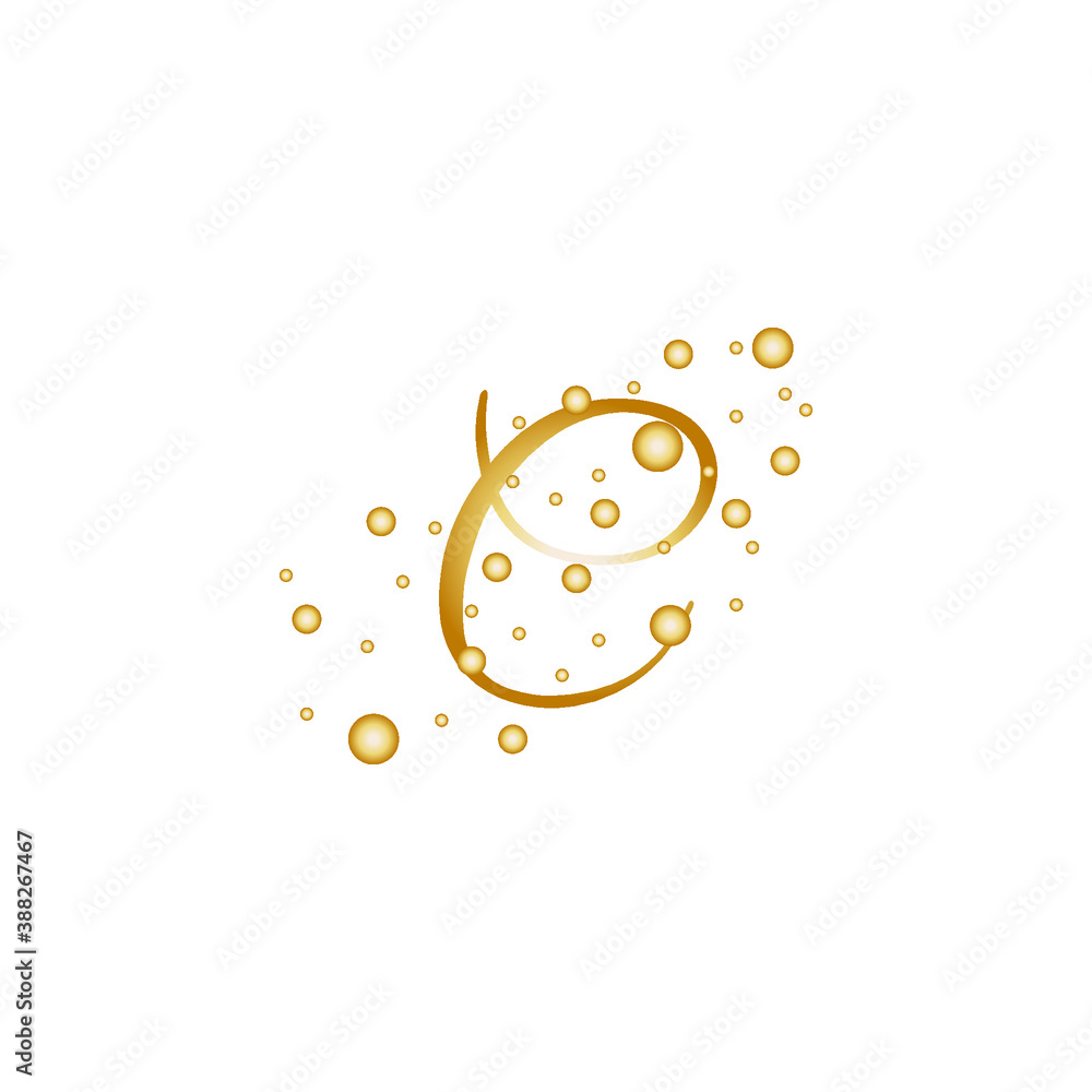 Fototapeta premium Letter C With Gold dotted circle style effect.