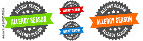 allergy season sign. round ribbon label set. Seal