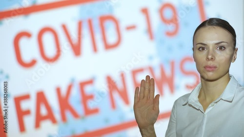 Pretty girl wants to stop everything, gets the latest information about the epidemic when she finishes the pandemic and lockdown, covid 19 fake news