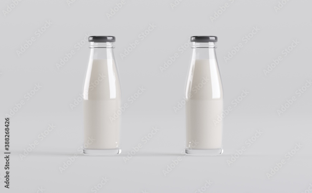 Milk Bottles Mockup 3D Illustration Milk Bottles Mockup 3D Illustration