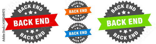 back end sign. round ribbon label set. Seal