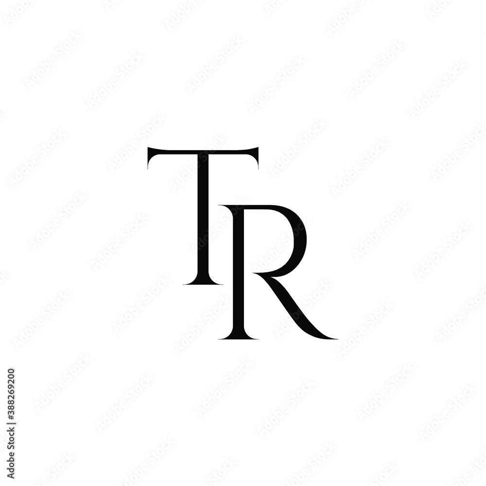 Initial Logo Letter TR Monogram in Black and White. Initial Logo Letter TR Monogram in Black and White.