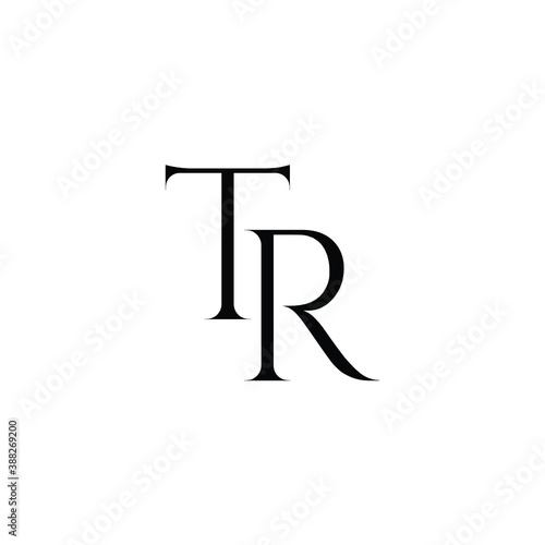 Initial Logo Letter TR Monogram in Black and White.