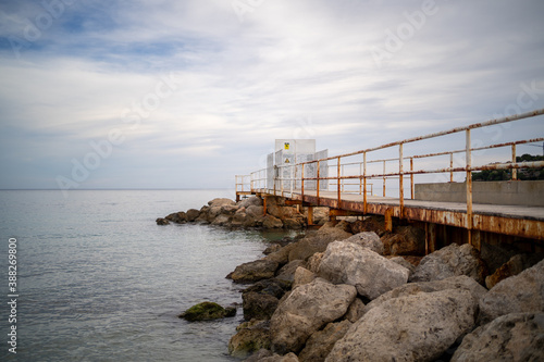 Still photo of a promenade with some oxidation at Palmanova beach  in Mallorca island  Spain 