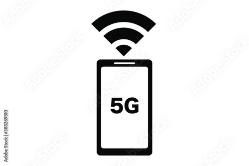 5G通信　スマートフォン　シルエット