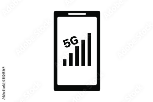 5G通信　スマートフォン　シルエット