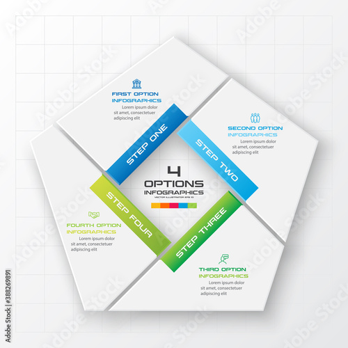 Pentagon element for infographic,Business concept with 4 options,Vector illustration.
