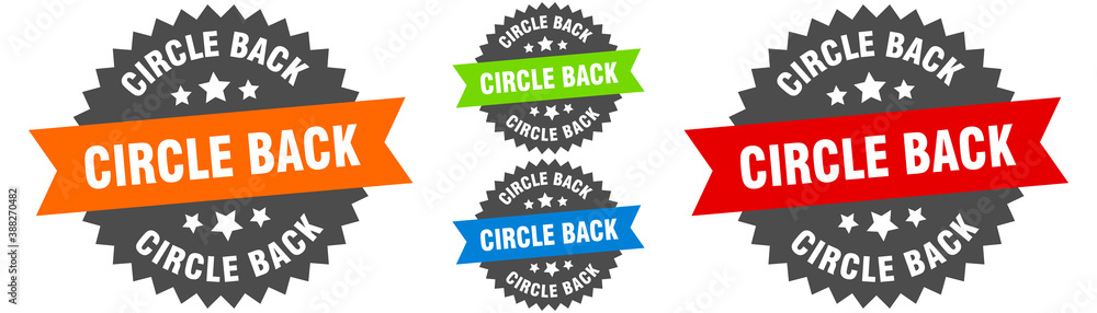 circle back sign. round ribbon label set. Seal
