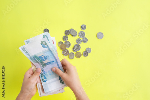 Man counting money, economy concept, money distribution